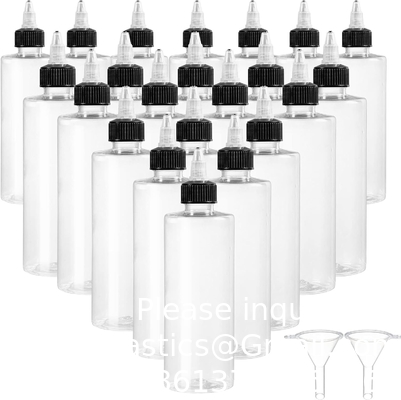 Bouteilles en plastique de 8 oz, distributeur d'huile claire Applicateur de bouteille goutteuse avec bouchon supérieur tordu