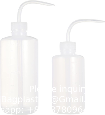 Bouteille de lavage chimique, 2 paquets de plastique de sécurité, bouteille de lavage de laboratoire, LDPE à bouche étroite, 1000 ml / 2 bouteille