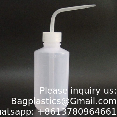 Bouteille de lavage chimique, 2 paquets de plastique de sécurité, bouteille de lavage de laboratoire, LDPE à bouche étroite, 1000 ml / 2 bouteille