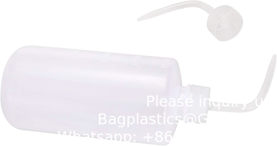 Bouteille de lavage chimique, 2 paquets de plastique de sécurité, bouteille de lavage de laboratoire, LDPE à bouche étroite, 1000 ml / 2 bouteille