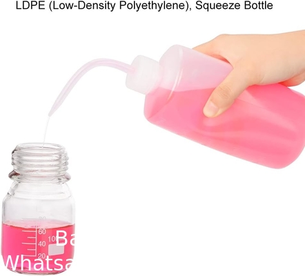 Bouteille de lavage chimique, 2 paquets de plastique de sécurité, bouteille de lavage de laboratoire, LDPE à bouche étroite, 1000 ml / 2 bouteille