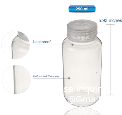 Bouteille de réactif en polypropylène à large bouche de qualité de laboratoire, contenant de bouteille vide en plastique de 2 oz avec bouchon