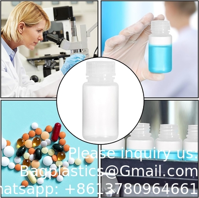 Bouteille de réactif en polypropylène à large bouche de qualité de laboratoire, contenant de bouteille vide en plastique de 2 oz avec bouchon