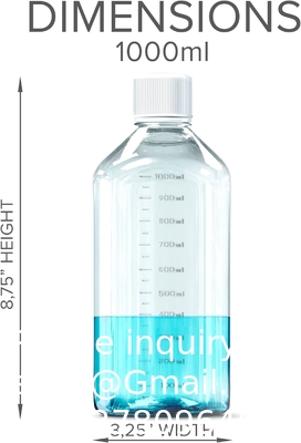 Bouteille de réactif en plastique scientifique de 125 ml 6 paquets de stockage chimique de laboratoire - polycarbonate carré gradué clair