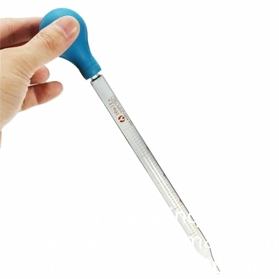 Gouttelier de médecine gradué en verre Pipettes Gouttelier de laboratoire avec capuchon en caoutchouc bleu et échelle (3 ml (2 paquets))
