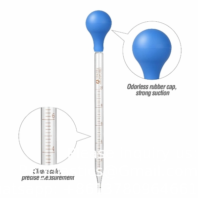 Gouttelier de médecine gradué en verre Pipettes Gouttelier de laboratoire avec capuchon en caoutchouc bleu et échelle (3 ml (2 paquets))