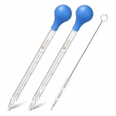 Gouttelier de médecine gradué en verre Pipettes Gouttelier de laboratoire avec capuchon en caoutchouc bleu et échelle (3 ml (2 paquets))