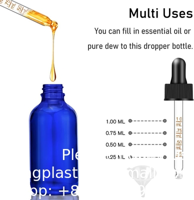 Bouteille à goutte à goutte 2 oz, bouteilles à goutte à goutte pour les huiles essentielles à œil de verre avec étiquette et entonnoir, 2 paquets de bouteilles de teinture