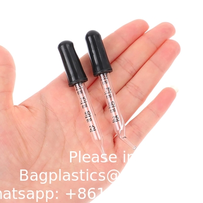 Gouttelette pour les yeux pour les huiles essentielles, pipettes, tête en caoutchouc, étalonné en verre épais