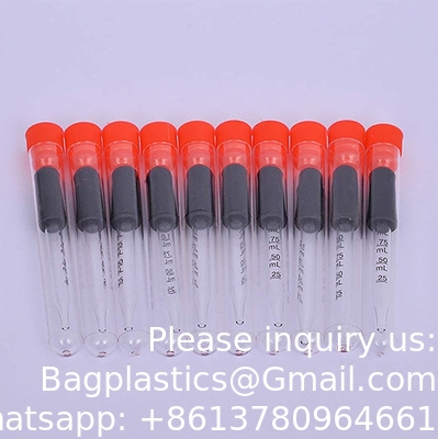 Gouttelette pour les yeux pour les huiles essentielles, pipettes, tête en caoutchouc, étalonné en verre épais