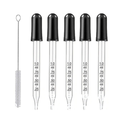 Gouttelette pour les yeux pour les huiles essentielles, pipettes, tête en caoutchouc, étalonné en verre épais