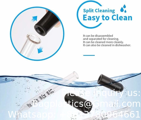 Gouttelette pour les yeux pour les huiles essentielles, pipettes, tête en caoutchouc, étalonné en verre épais