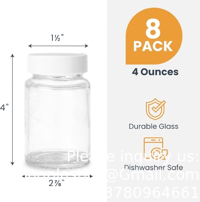 Bouteilles de jus en verre avec capuchon - 8 paquets 3,5 oz petits pots clairs réutilisables avec couvercles pour le stockage de boissons