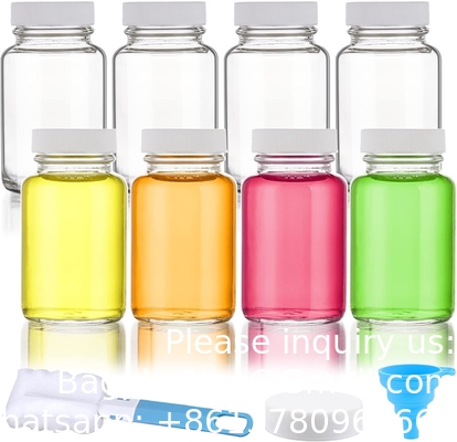 Bouteilles de jus en verre avec capuchon - 8 paquets 3,5 oz petits pots clairs réutilisables avec couvercles pour le stockage de boissons