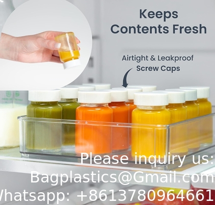 Bouteilles de jus en verre avec capuchon - 8 paquets 3,5 oz petits pots clairs réutilisables avec couvercles pour le stockage de boissons
