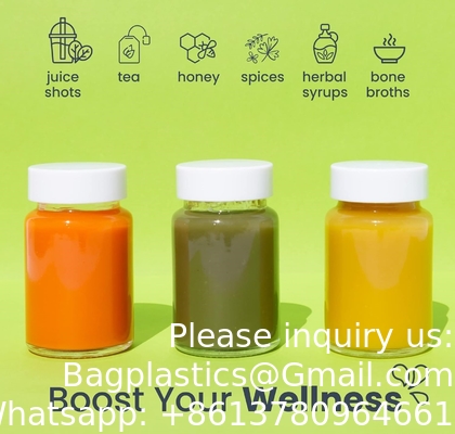 Bouteilles de jus en verre avec capuchon - 8 paquets 3,5 oz petits pots clairs réutilisables avec couvercles pour le stockage de boissons