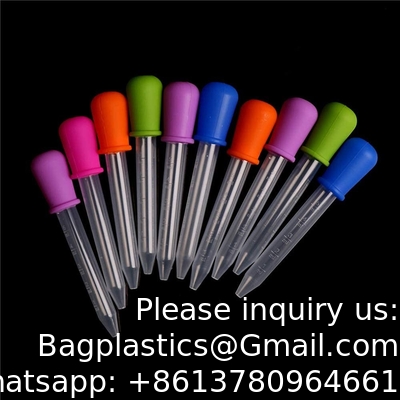 Pipettes gouttelettes Silicone 5 ml clair gouttelettes pour les yeux de médecine pour les enfants avec la pointe de l'ampoule et le pinceau pour la moisissure de bonbons, gommée