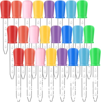 Pipettes gouttelettes Silicone 5 ml clair gouttelettes pour les yeux de médecine pour les enfants avec la pointe de l'ampoule et le pinceau pour la moisissure de bonbons, gommée