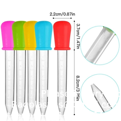 Pipettes gouttelettes Silicone 5 ml clair gouttelettes pour les yeux de médecine pour les enfants avec la pointe de l'ampoule et le pinceau pour la moisissure de bonbons, gommée