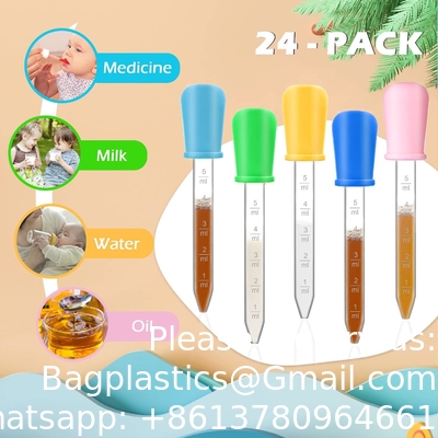 Pipettes gouttelettes Silicone 5 ml clair gouttelettes pour les yeux de médecine pour les enfants avec la pointe de l'ampoule et le pinceau pour la moisissure de bonbons, gommée