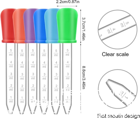 Pipettes gouttelettes Silicone 5 ml clair gouttelettes pour les yeux de médecine pour les enfants avec la pointe de l'ampoule et le pinceau pour la moisissure de bonbons, gommée