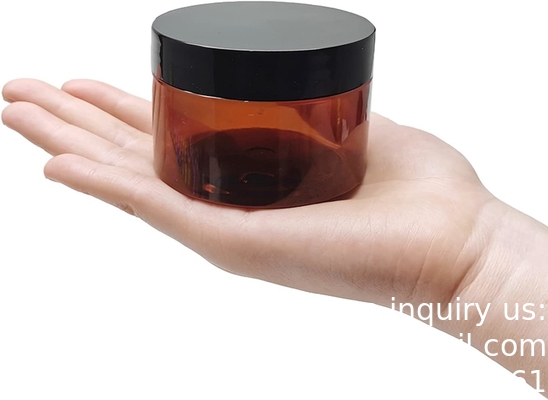 Des bocaux en plastique ambre avec couvercles et étiquettes, 12 paquets de contenants cosmétiques bruns vides pour les produits de beauté, beurre corporel
