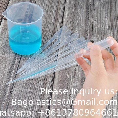 Pipettes graduées à transfert en plastique jetables, gouttière claire pour les huiles essentielles, test d'eau, laboratoire, art de bricolage