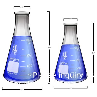 Flacon Erlenmeyer à bouche étroite avec bouchon en caoutchouc Flacon en verre 5 pièces, flacon Erlenmeyer à bouche étroite, borosilicate