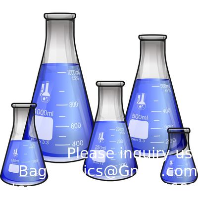 Flacon Erlenmeyer à bouche étroite avec bouchon en caoutchouc Flacon en verre 5 pièces, flacon Erlenmeyer à bouche étroite, borosilicate