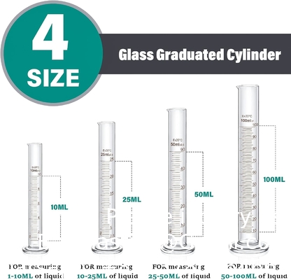 Ensemble de bouteilles en verre ou en plastique, bouteilles de laboratoire épaisses (10 ml, 25 ml, 50 ml, 100 ml), bouteille