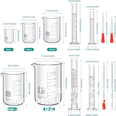 Ensemble de bouteilles en verre ou en plastique, bouteilles de laboratoire épaisses (10 ml, 25 ml, 50 ml, 100 ml), bouteille