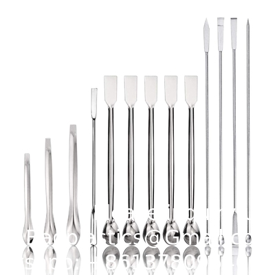 Spatula de laboratoire en acier inoxydable Micro-scoop réactif de laboratoire de mélange Spatula de 22 cm de long échantillonnage cuillère
