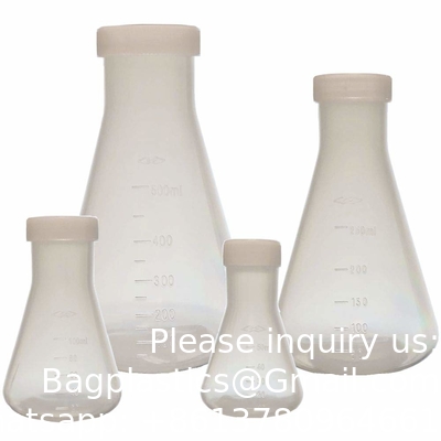 Flacon Erlenmeyer en plastique de 1000 ml avec capuchon à vis, 2 paquets flacon conique à bouche étroite pour laboratoire, clair