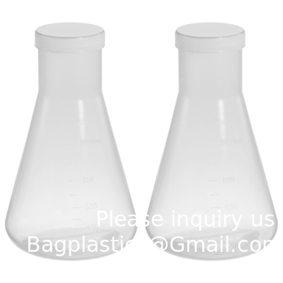 Flacon Erlenmeyer en plastique de 1000 ml avec capuchon à vis, 2 paquets flacon conique à bouche étroite pour laboratoire, clair
