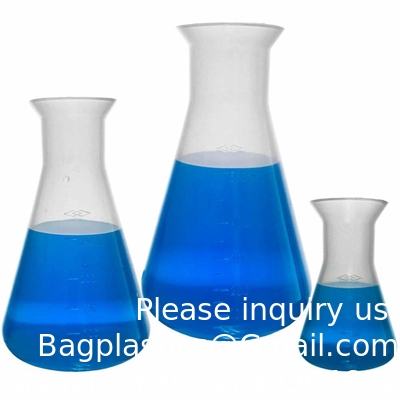 Flacon Erlenmeyer en plastique de 1000 ml avec capuchon à vis, 2 paquets flacon conique à bouche étroite pour laboratoire, clair
