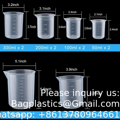 Gobelets en plastique Gobelets en plastique à gradation Gobelets à mesurer polyvalents transparents Gobelets de mélange époxy, Gobelets contenant du liquide