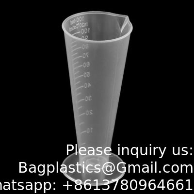 Capacité de 100 ml de tasse de mesure graduée en plastique Beaker Conus Forme ronde Base de laboratoire Cuisine claire