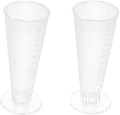 Capacité de 100 ml de tasse de mesure graduée en plastique Beaker Conus Forme ronde Base de laboratoire Cuisine claire
