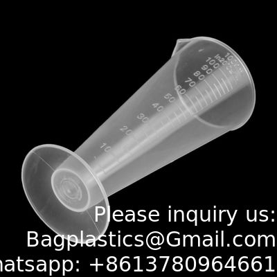 Capacité de 100 ml de tasse de mesure graduée en plastique Beaker Conus Forme ronde Base de laboratoire Cuisine claire