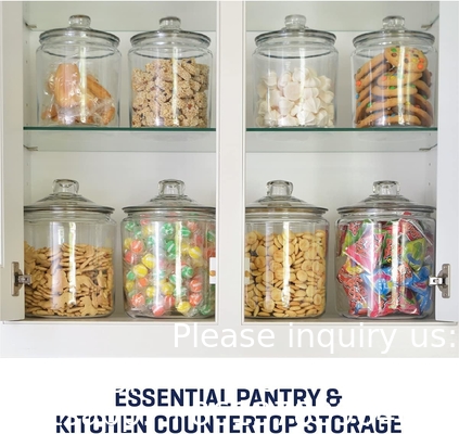 Étiquettes de pots de biscuits en verre Marqueur de canisters de gallons pour comptoir de cuisine avec couvercles étanches, porte-emballage de sucre