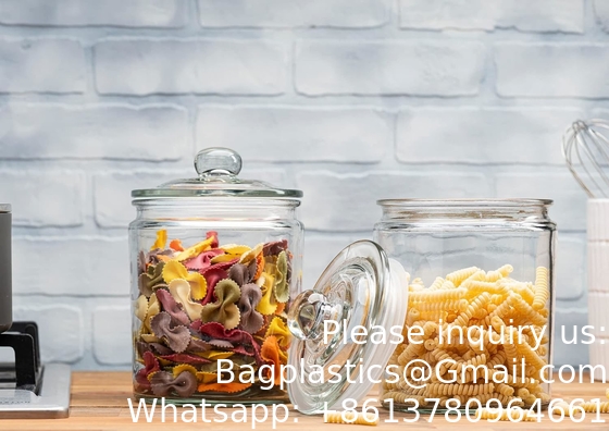 Étiquettes de pots de biscuits en verre Marqueur de canisters de gallons pour comptoir de cuisine avec couvercles étanches, porte-emballage de sucre
