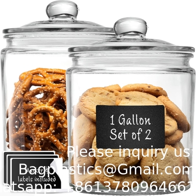 Étiquettes de pots de biscuits en verre Marqueur de canisters de gallons pour comptoir de cuisine avec couvercles étanches, porte-emballage de sucre