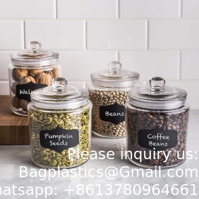 Étiquettes de pots de biscuits en verre Marqueur de canisters de gallons pour comptoir de cuisine avec couvercles étanches, porte-emballage de sucre