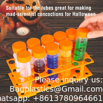 SCIENCE LAB Science primaire Jumbo tubes à essai avec support, ensemble de 10 tubes, ustensiles en plastique de laboratoire, tube de laboratoire pour les tests