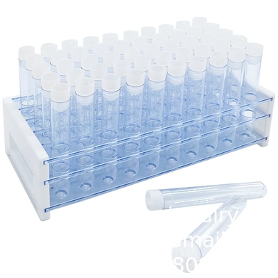 Tubes d'essai en plastique avec support,tubes 16 x 100 mm avec capuchon Tubes rack,tubes d'essai pour expériences scientifiques