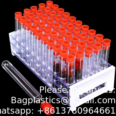 Tubes d'essai en plastique transparent avec capuchon et support pour les décorations de soirée d'infirmière