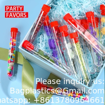 Tubes d'essai en plastique transparent avec capuchon et support pour les décorations de soirée d'infirmière