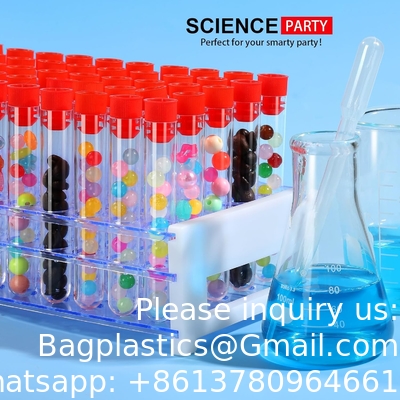 Tubes d'essai en plastique transparent avec capuchon et support pour les décorations de soirée d'infirmière