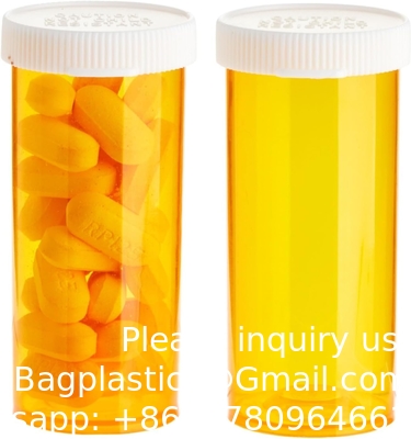 Bouteilles de pilules vides avec un capuchon pour les médicaments d'ordonnance, récipients de médicaments en plastique de 8 grammes (orange)