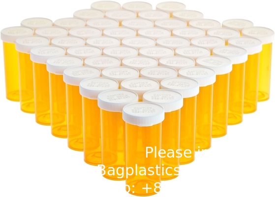 Bouteilles de pilules vides avec un capuchon pour les médicaments d'ordonnance, récipients de médicaments en plastique de 8 grammes (orange)